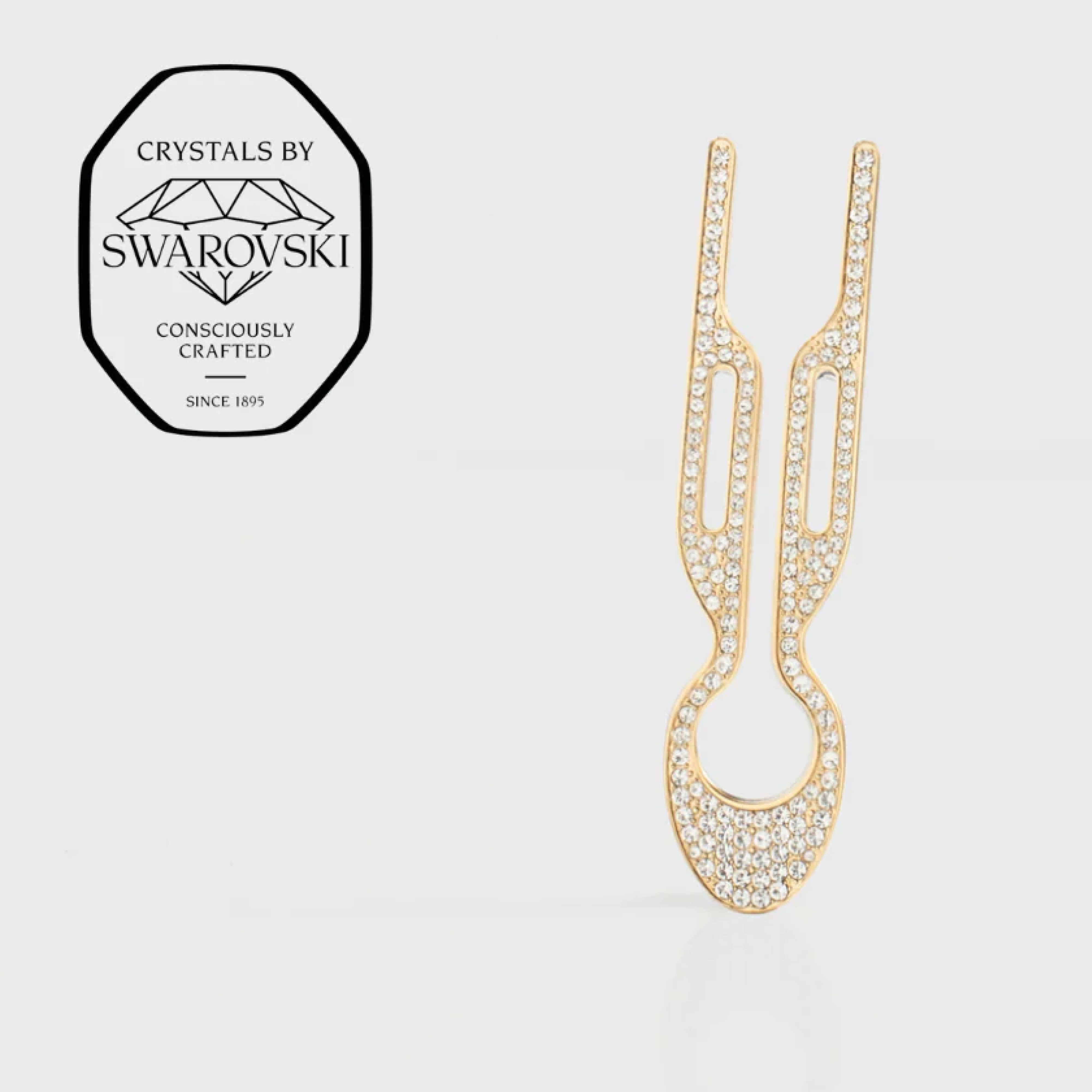 Шпилька для волос № 1 Hairpin Steel with Swarovski Crystals Yellow Gold Finish FIONA FRANCHIMON — фото 2