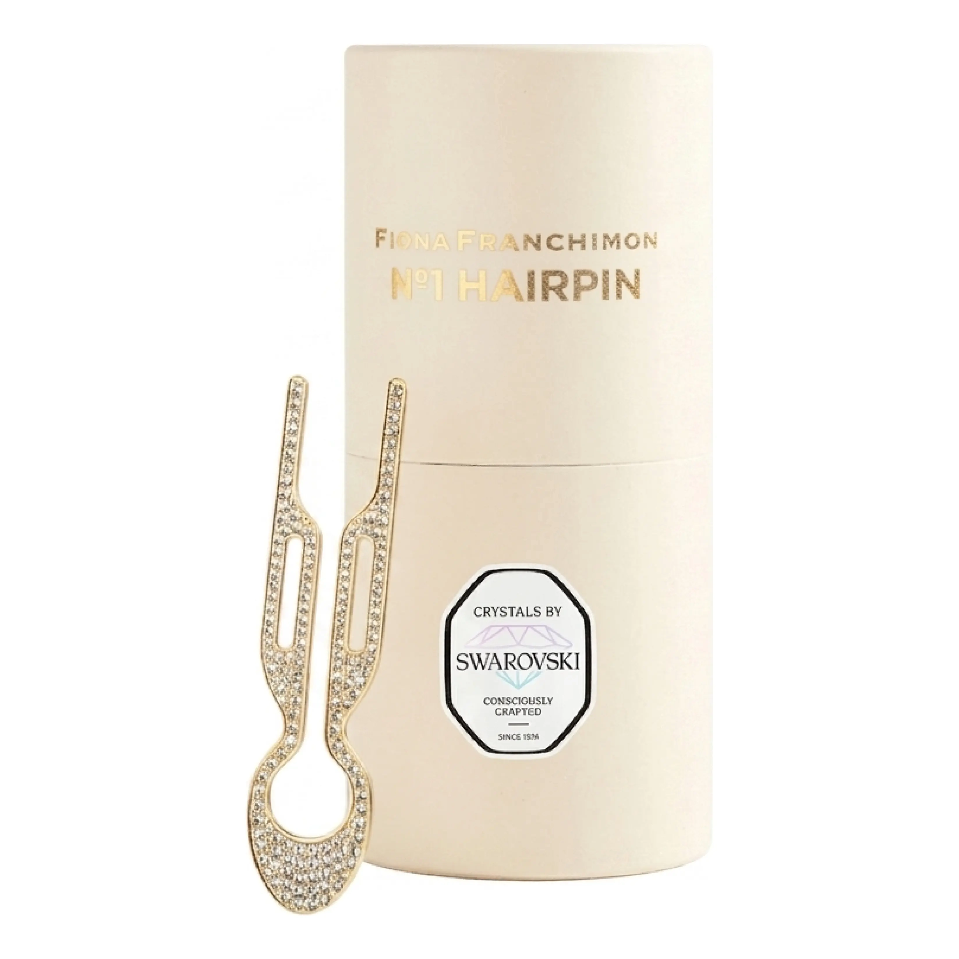 Шпилька для волос № 1 Hairpin Steel with Swarovski Crystals Yellow Gold Finish FIONA FRANCHIMON