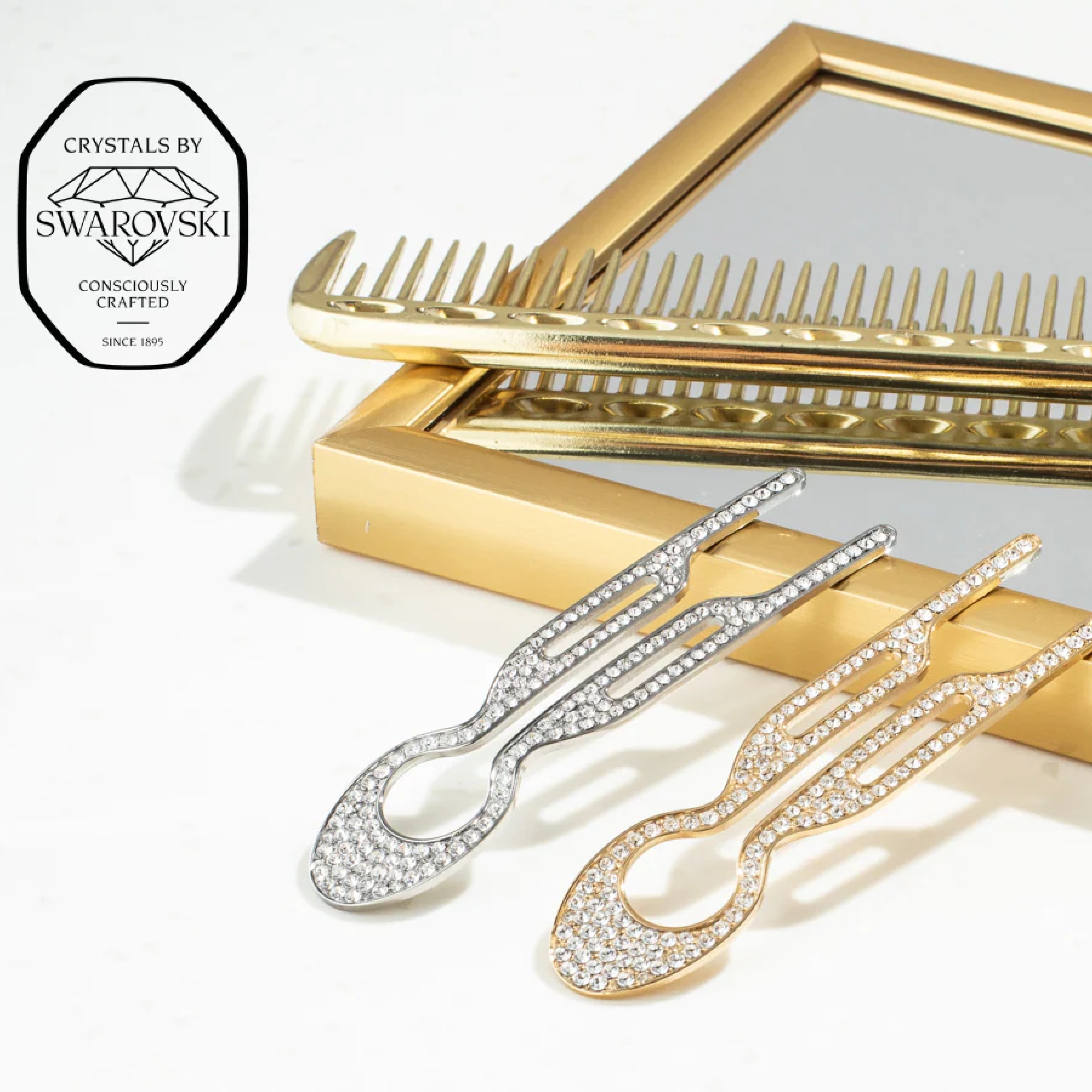 Шпилька для волос № 1 Hairpin Steel with Swarovski Crystals White Gold Finish FIONA FRANCHIMON — фото 5