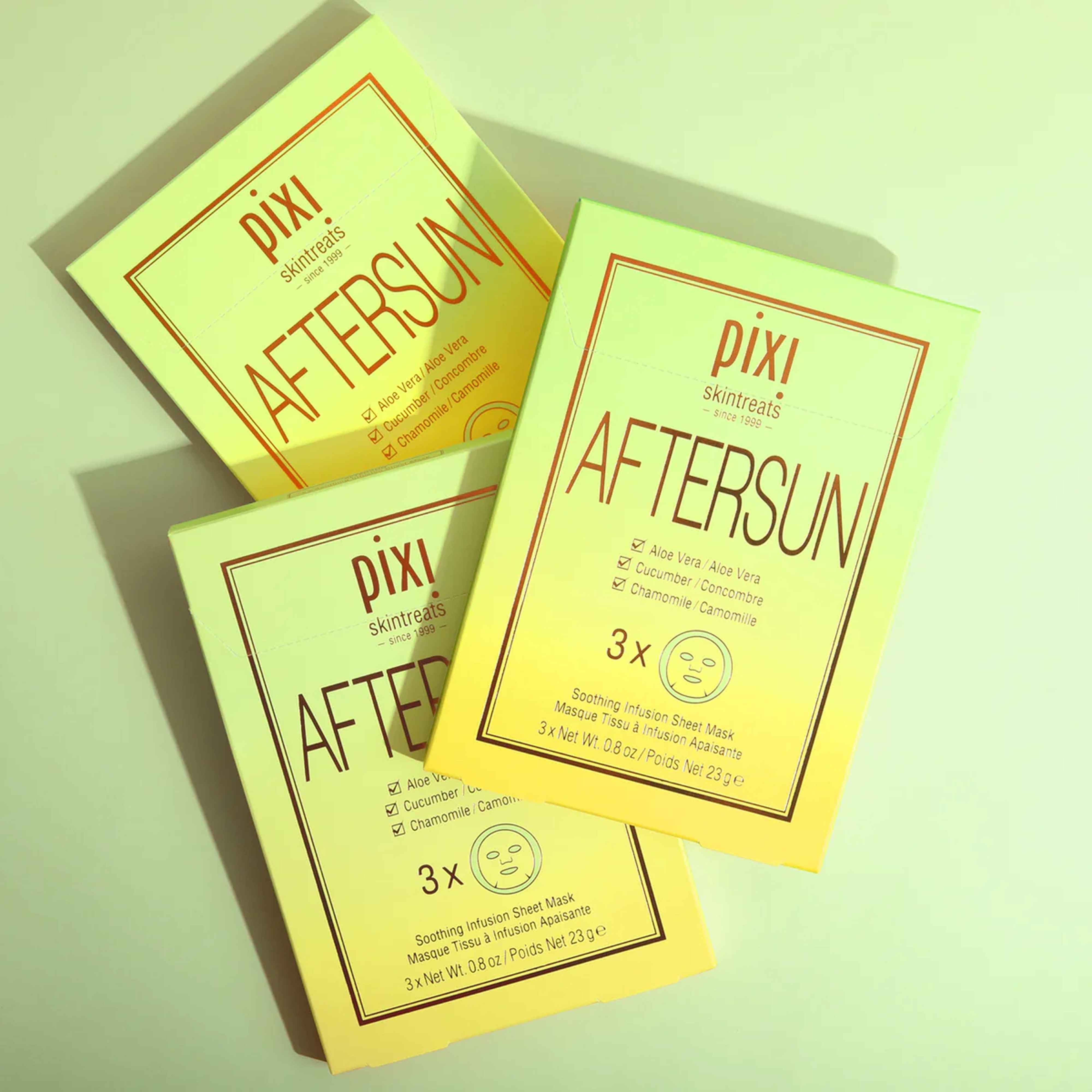 Набір із трьох заспокійливих масок для обличчя після засмаги AfterSun Sheet Mask 3 pcs PIXI — фото 5