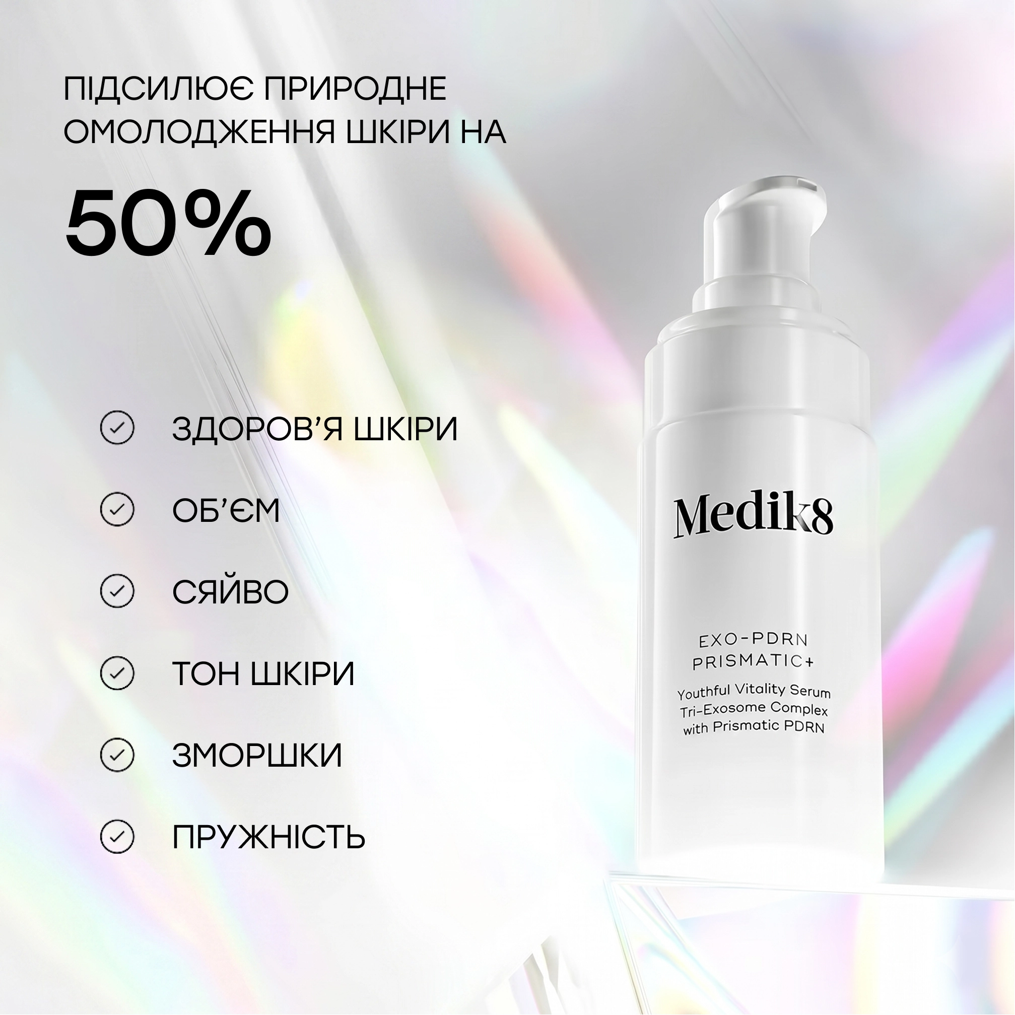Антивікова cироватка з екзосомами та PDRN Exo-PDRN Prismatic+ & Pro Concentrate MEDIK8 — фото 7