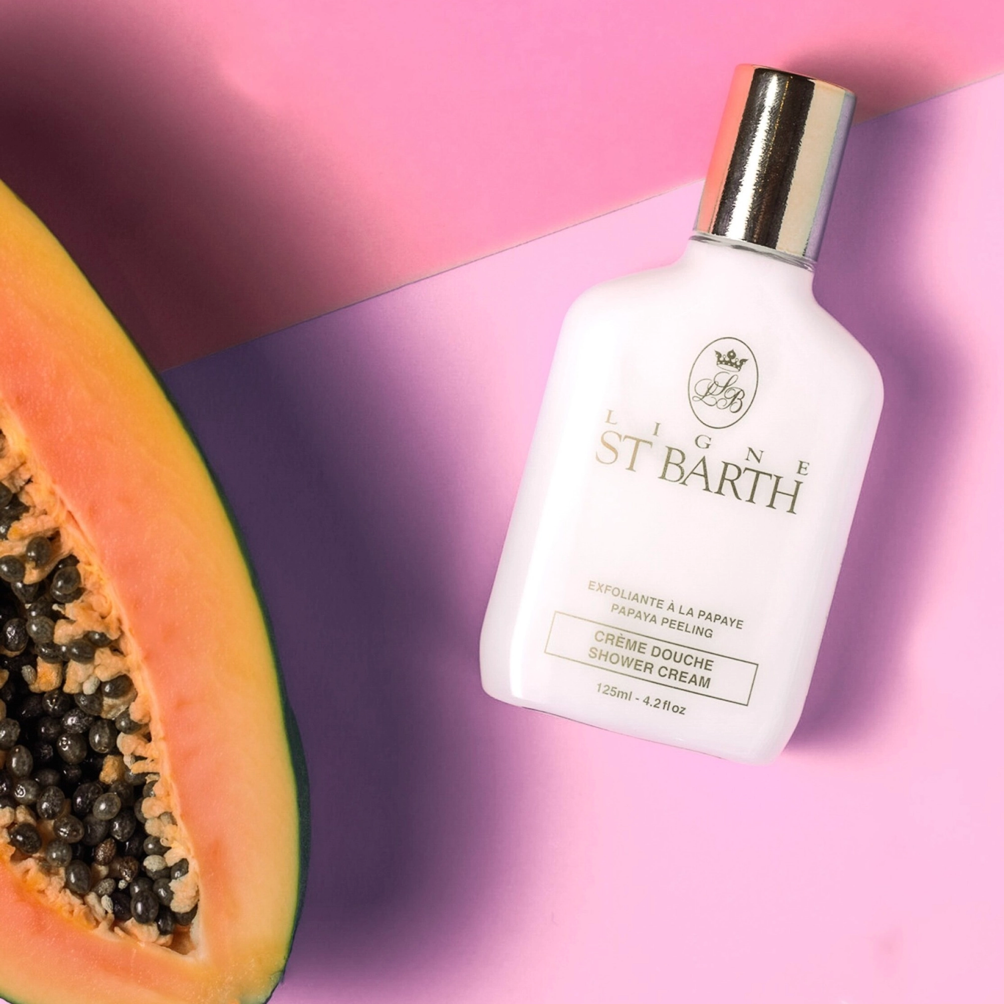 Крем-пилинг для душа с энзимами папайи Peeling Shower Cream Papaya LIGNE ST. BARTH Объем 125 мл — фото 4