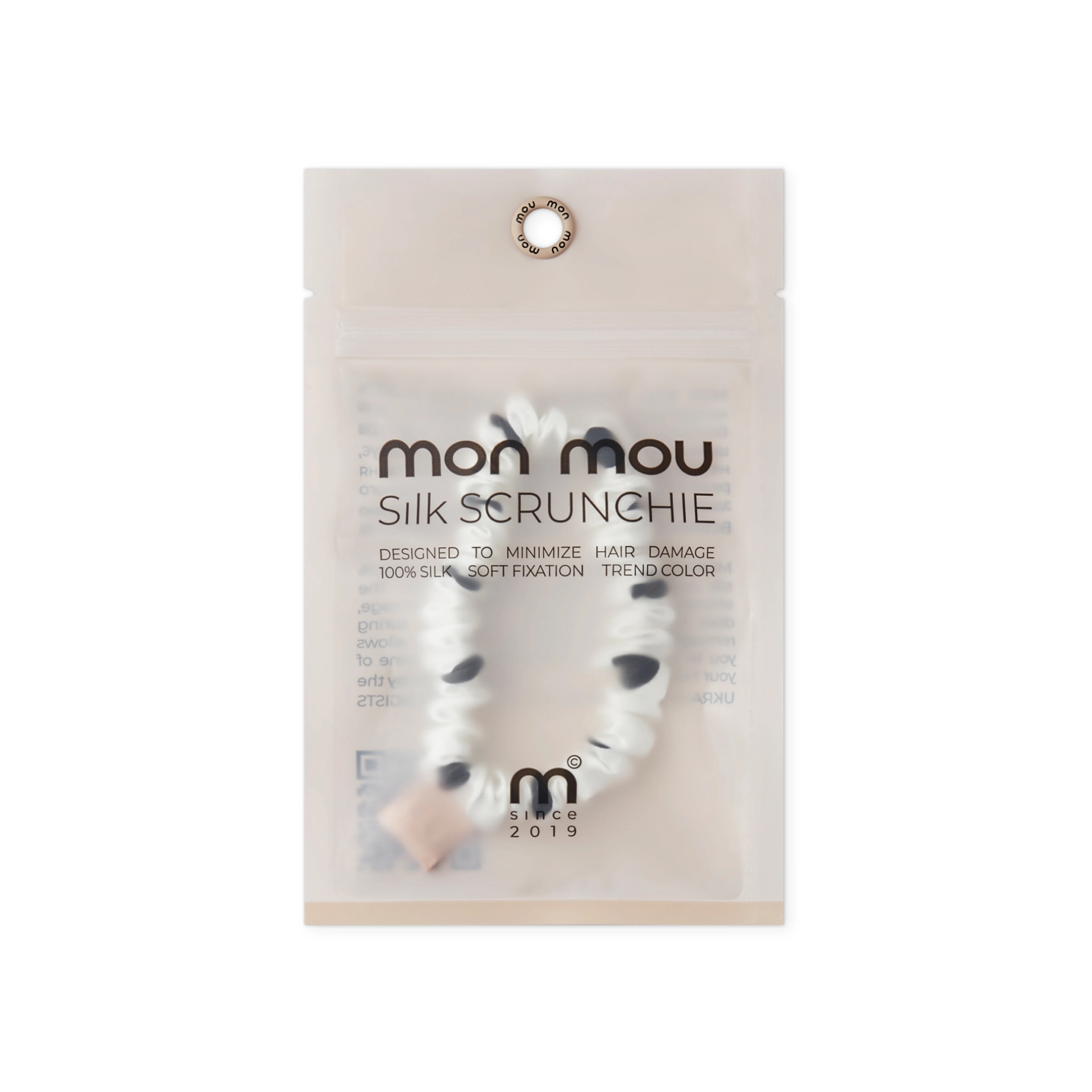 Тонка шовкова резинка Silk Slim Scrunchie Black MON MOU Відтінок Black Point — фото 2