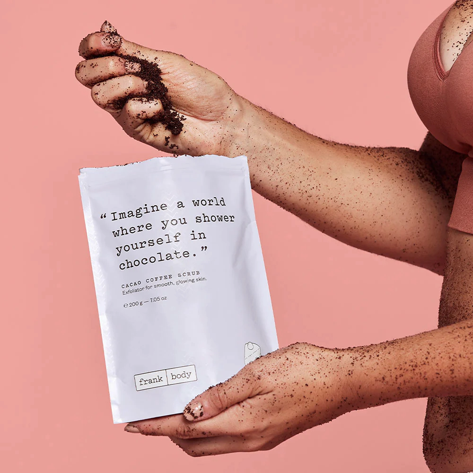 Кавовий скраб для тіла з какао Cacao Coffee Scrub FRANK BODY Обʼєм 200 мл — фото 4