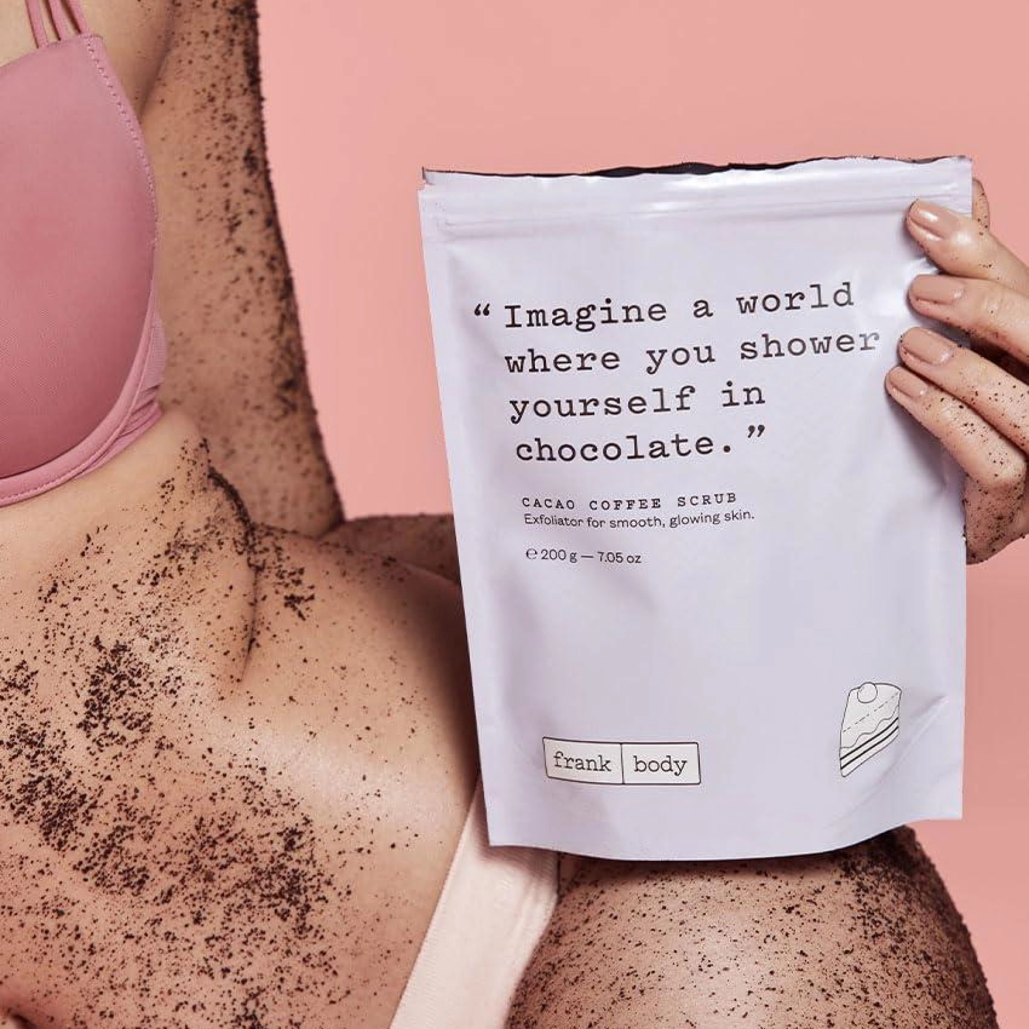 Кавовий скраб для тіла з какао Cacao Coffee Scrub FRANK BODY Обʼєм 200 мл — фото 8