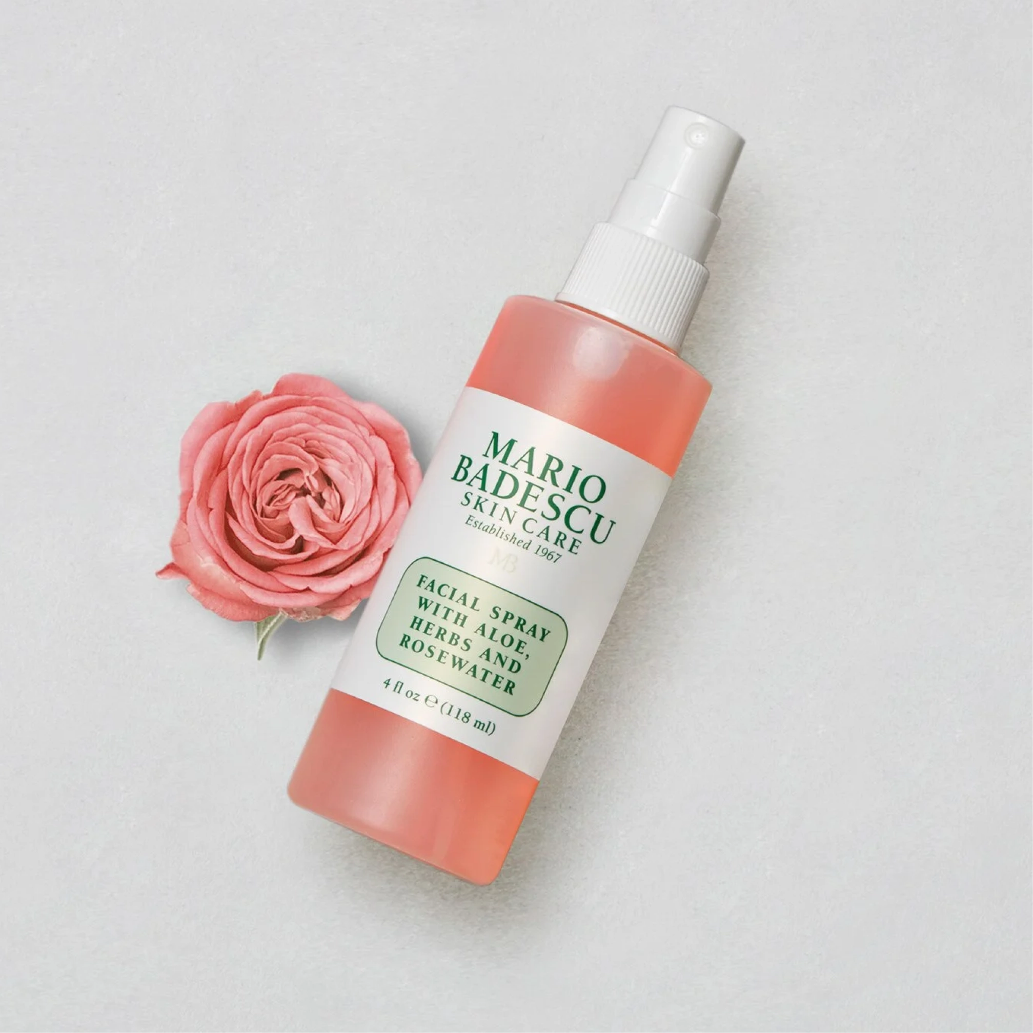 Зволожувальний міст для обличчя з трояндовою водою та алое вера Facial Spray with Aloe, Herbs and Rosewater MARIO BADESCU Обʼєм 118 мл — фото 5