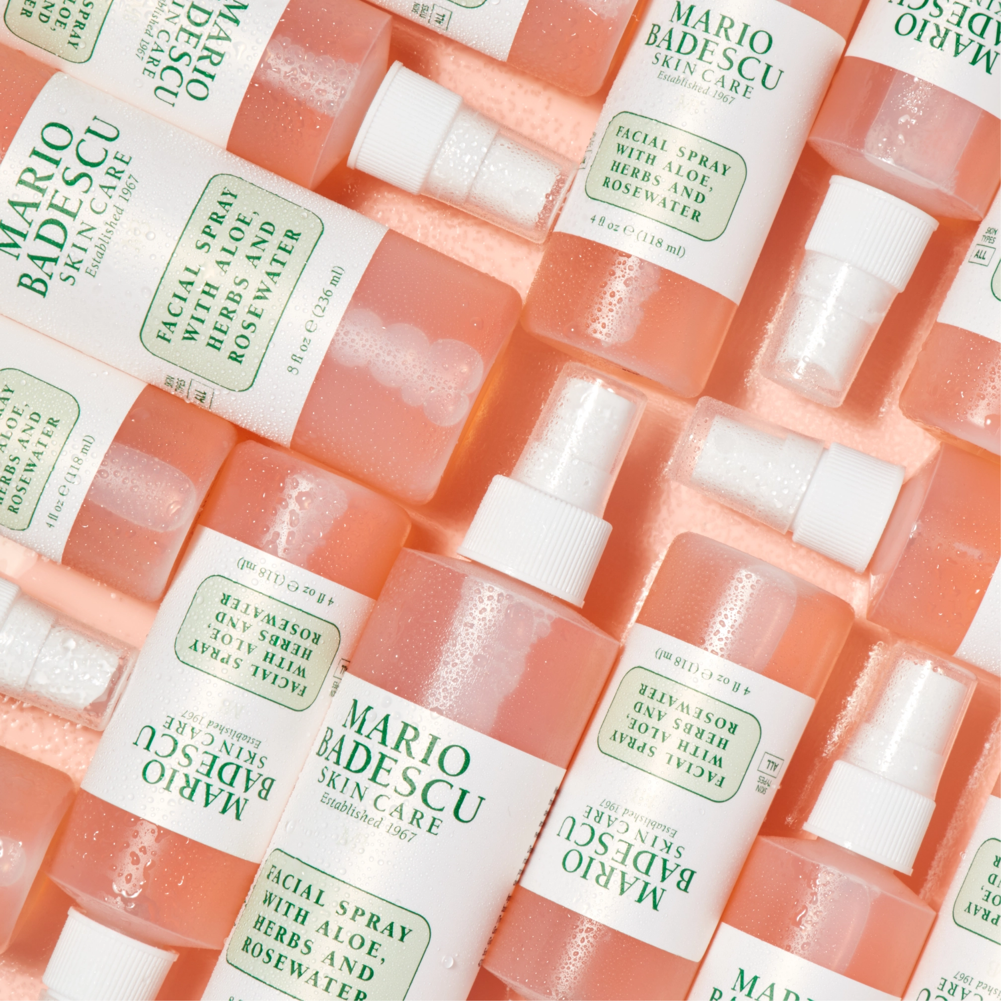 Зволожувальний міст для обличчя з трояндовою водою та алое вера Facial Spray with Aloe, Herbs and Rosewater MARIO BADESCU Обʼєм 118 мл — фото 6