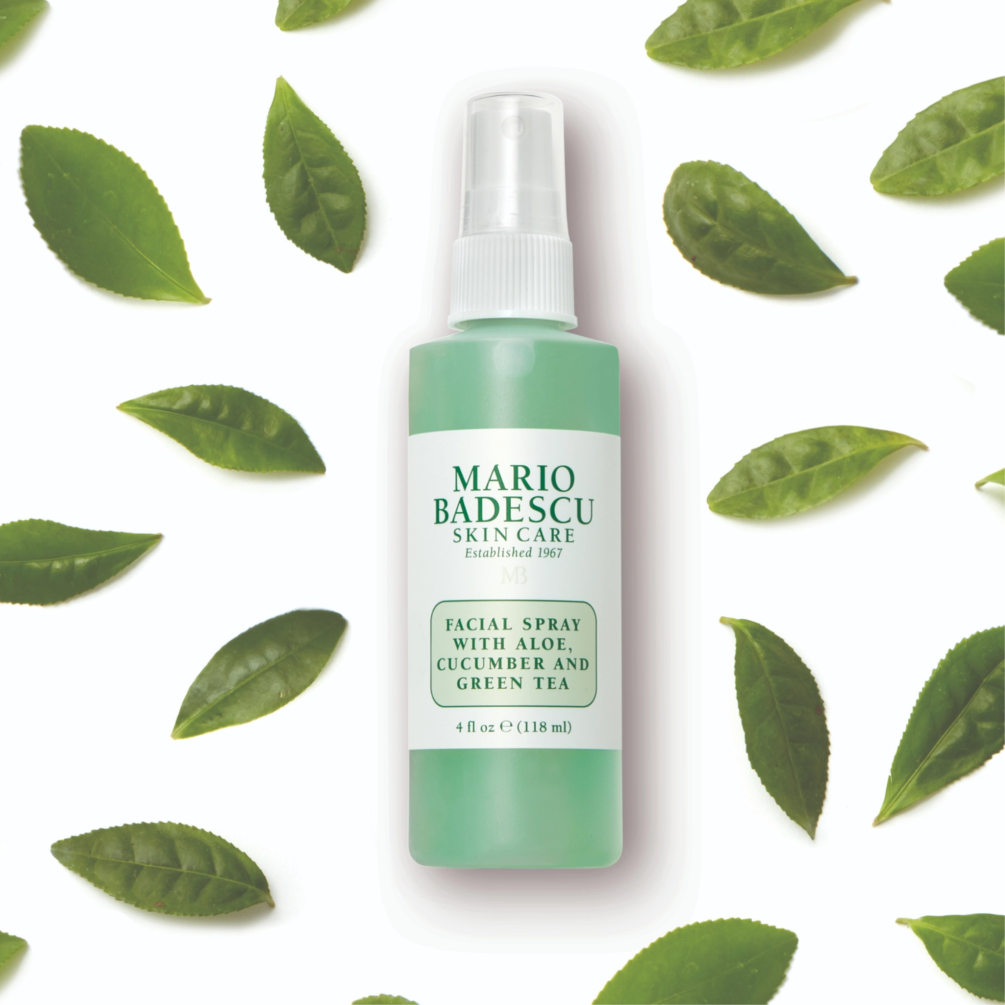 Освіжаючий міст для обличчя з огірком та зеленим чаєм Facial Spray with Aloe, Cucumber and Green Tea MARIO BADESCU Обʼєм 118 мл — фото 4