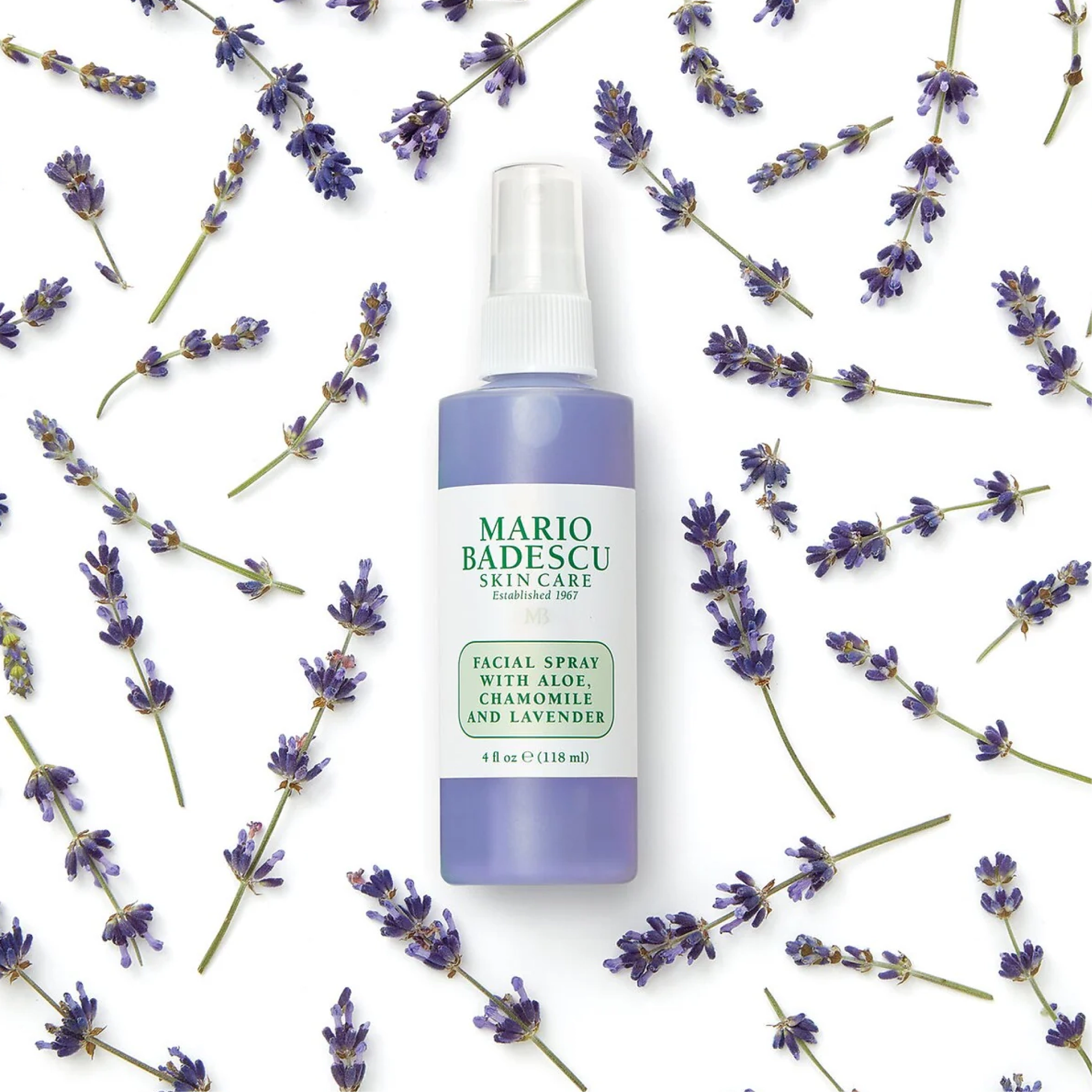 Заспокійливий міст для обличчя з лавандою та ромашкою Facial Spray with Aloe, Chamomile and Lavender MARIO BADESCU Обʼєм 118 мл — фото 5