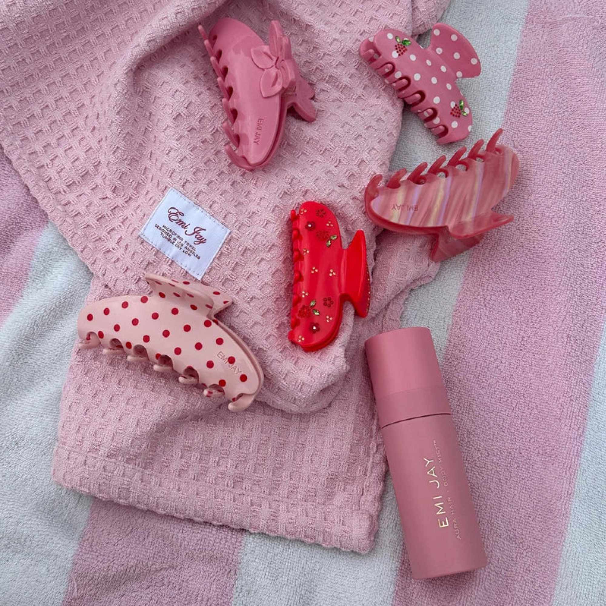 Большая заколка-краб для волос Big Effing Clip in Blush Polka Dot EMI JAY — фото 3