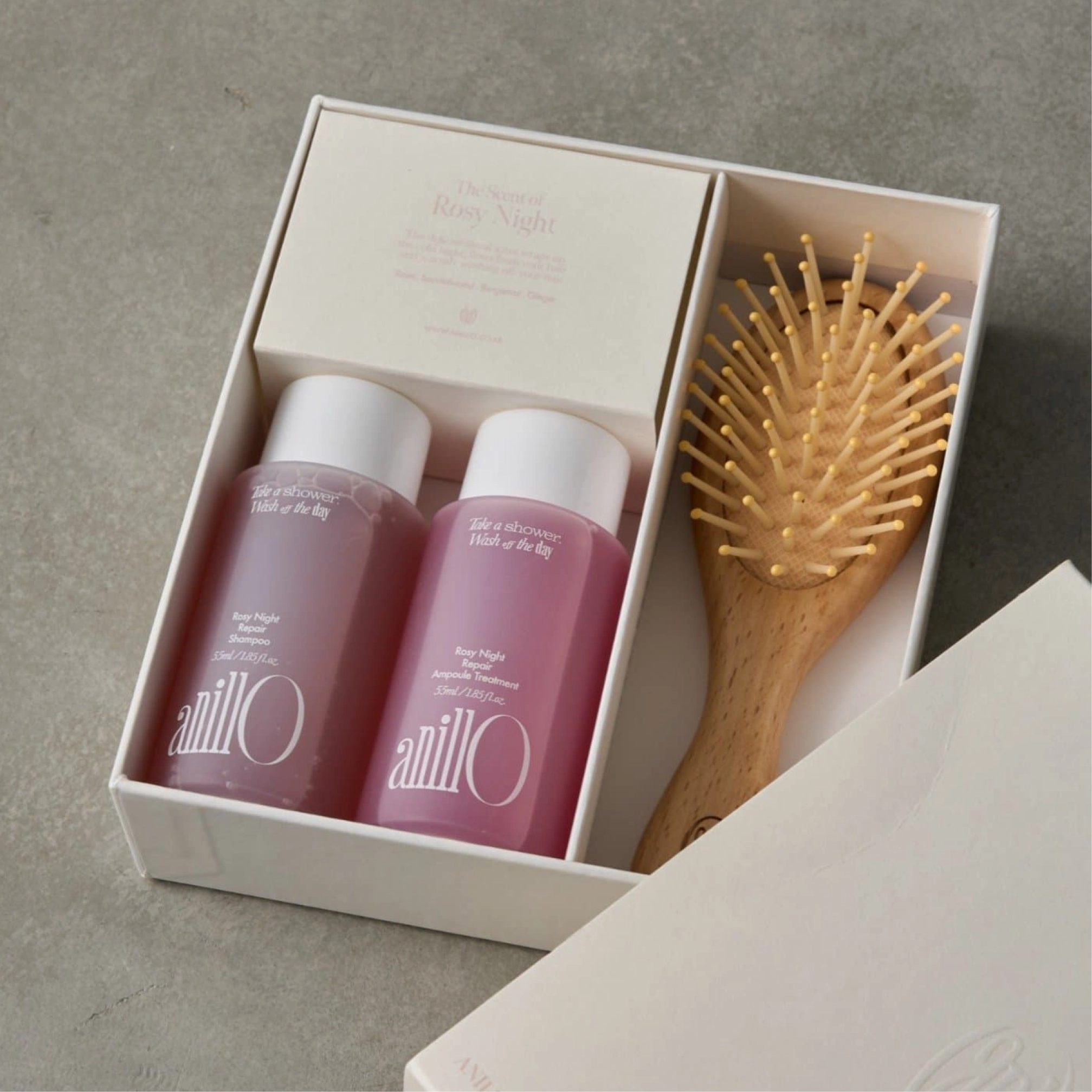 Набір для відновлення волосся Rosy Night Repair Hair & Brush Set ANILLO — фото 3