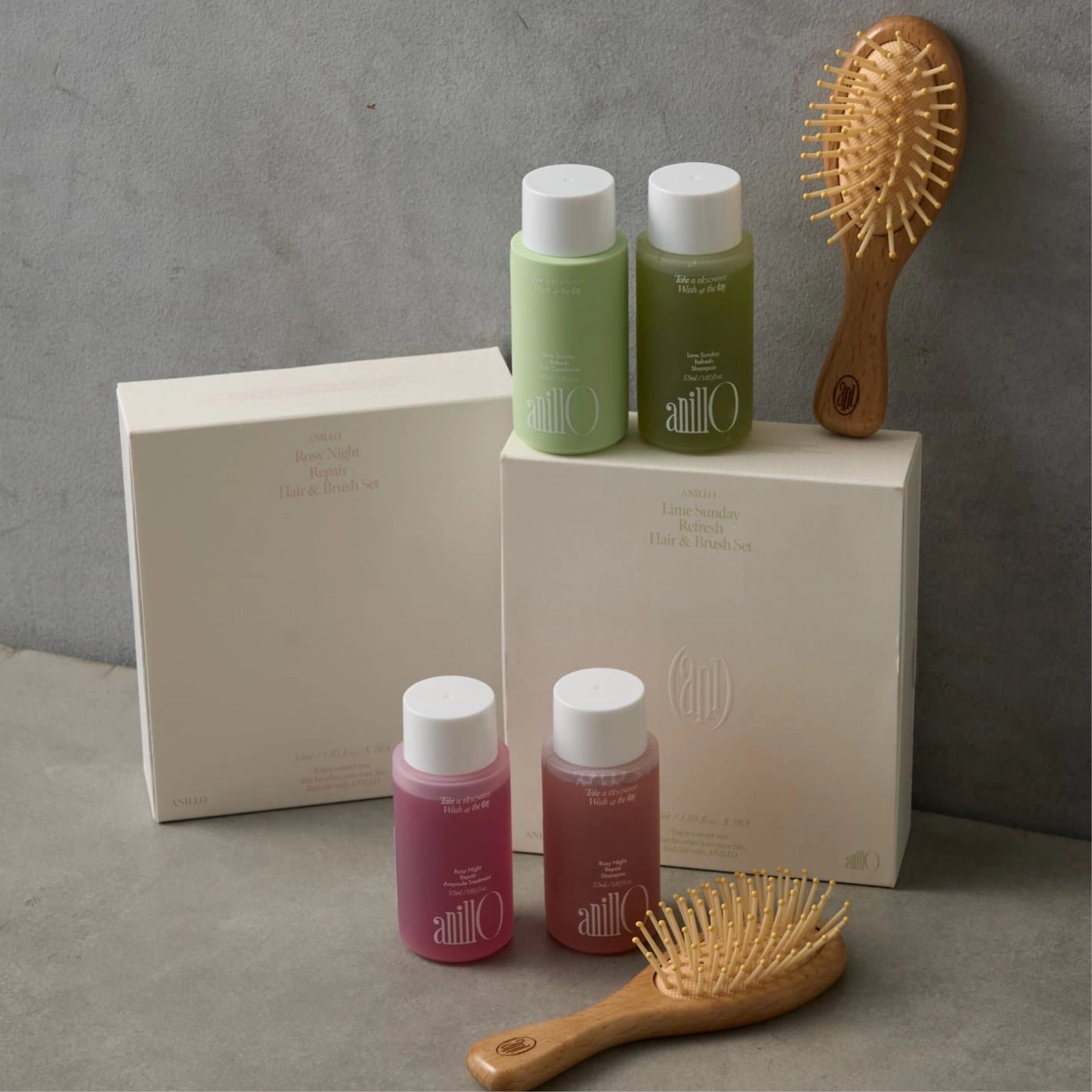 Набір для відновлення волосся Rosy Night Repair Hair & Brush Set ANILLO — фото 8