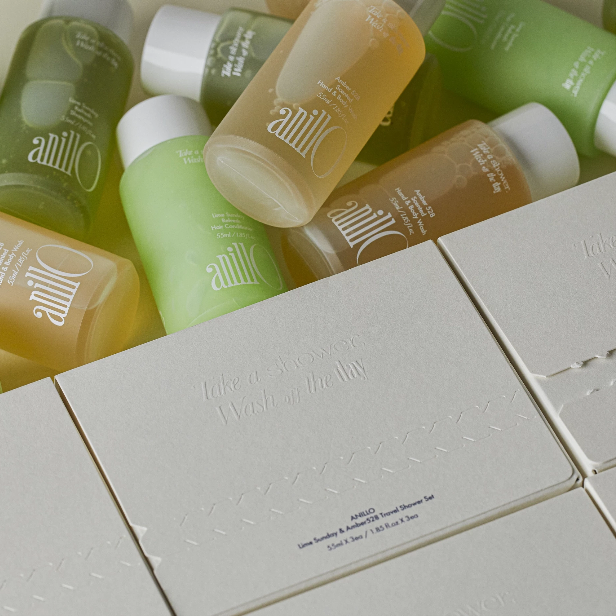 Парфумований набір для догляду за волоссям та тілом Lime Sunday & Amber 528 Travel Shower Kit ANILLO — фото 5