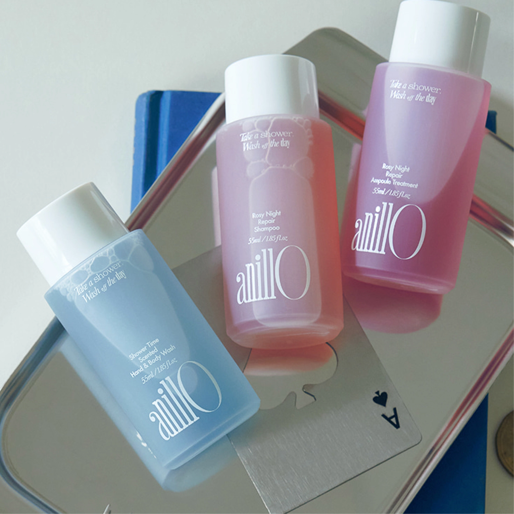 Парфумований набір для догляду за волоссям та тілом Rosy Night & Shower Time Travel Shower Kit ANILLO — фото 3