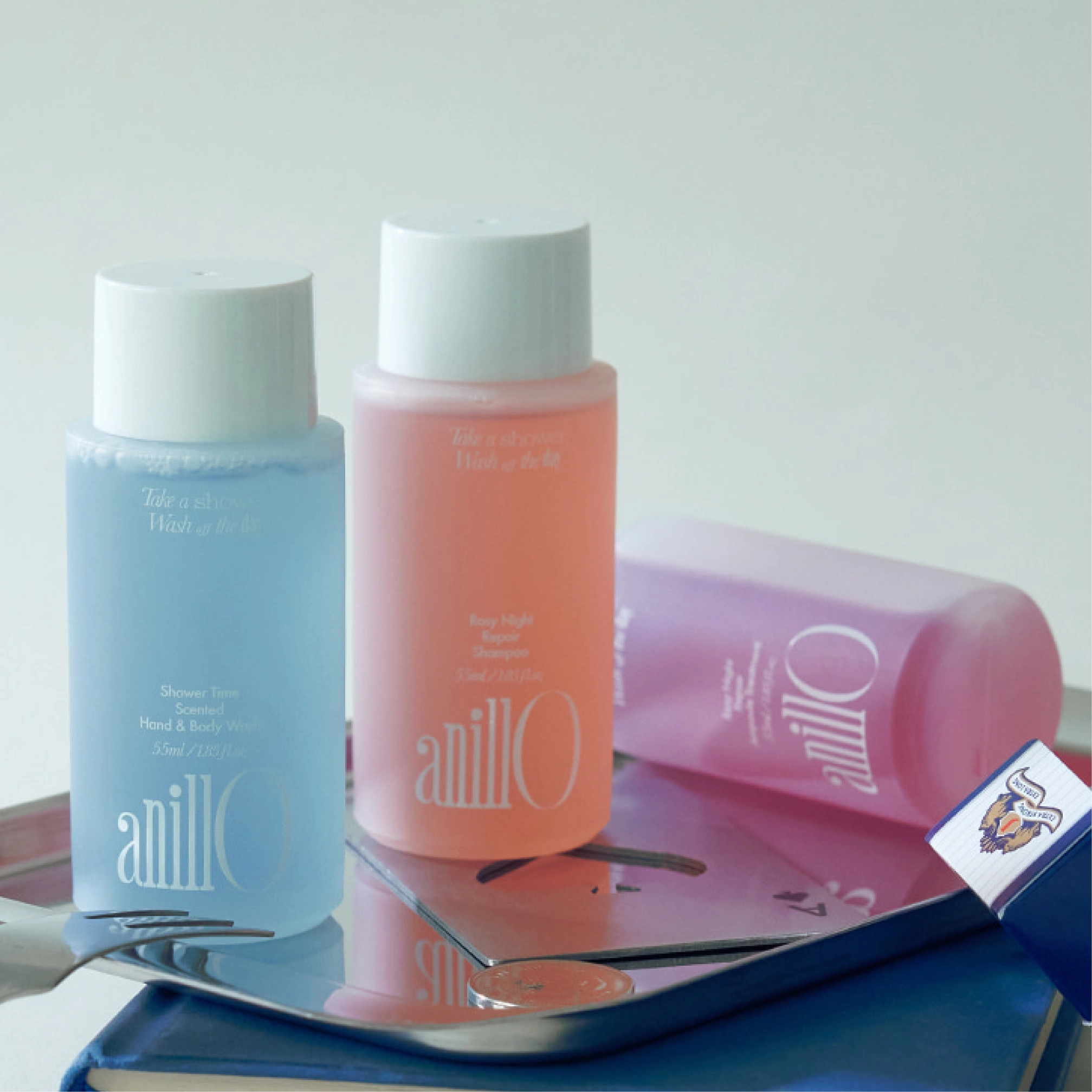 Парфумований набір для догляду за волоссям та тілом Rosy Night & Shower Time Travel Shower Kit ANILLO — фото 4