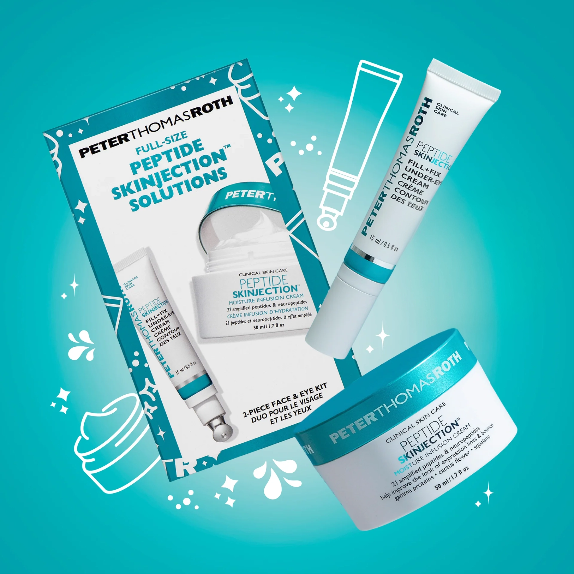 Полноразмерный набор для комплексного антивозрастного ухода Full-Size Peptide Skinjection™ 2-Piece Kit Face & Eye Kit PETER THOMAS ROTH — фото 2
