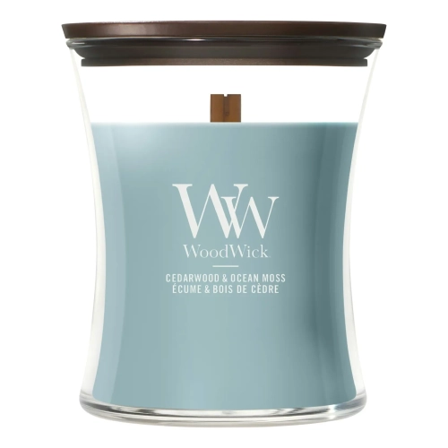 Ароматична свічка з нотами кедру та океанічним мохом Medium Cedarwood & Ocean Moss woodwick