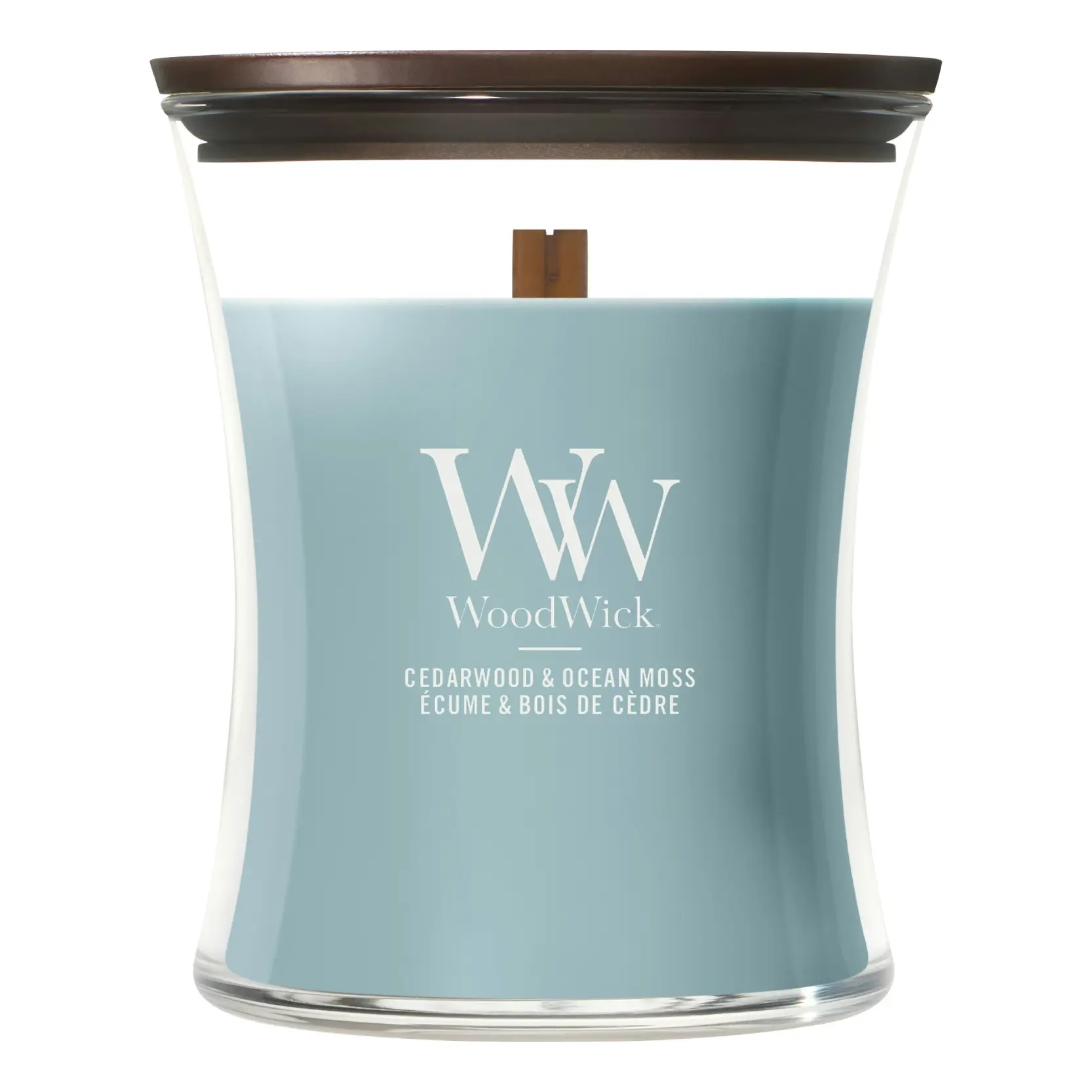 Ароматична свічка з нотами кедру та океанічним мохом Medium Cedarwood & Ocean Moss WOODWICK Вага 275 г