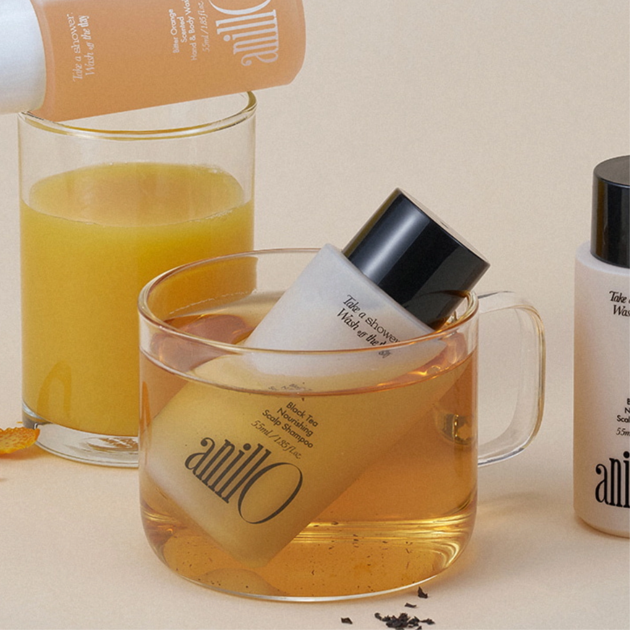 Парфумований набір для догляду за волоссям та тілом Black Tea & Bitter Orange Travel Shower Kit ANILLO — фото 2