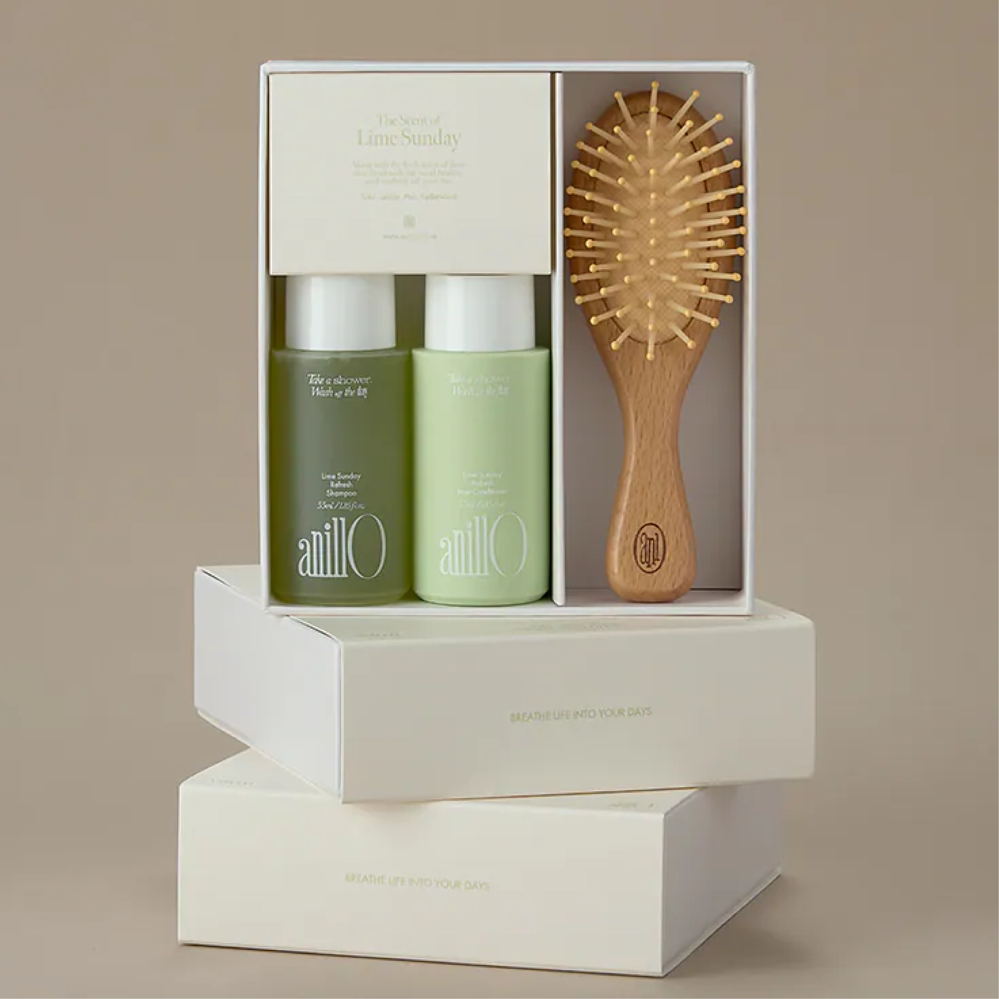 Освіжаючий набір для волосся та шкіри голови Lime Sunday Hair & Brush Set ANILLO — фото 2