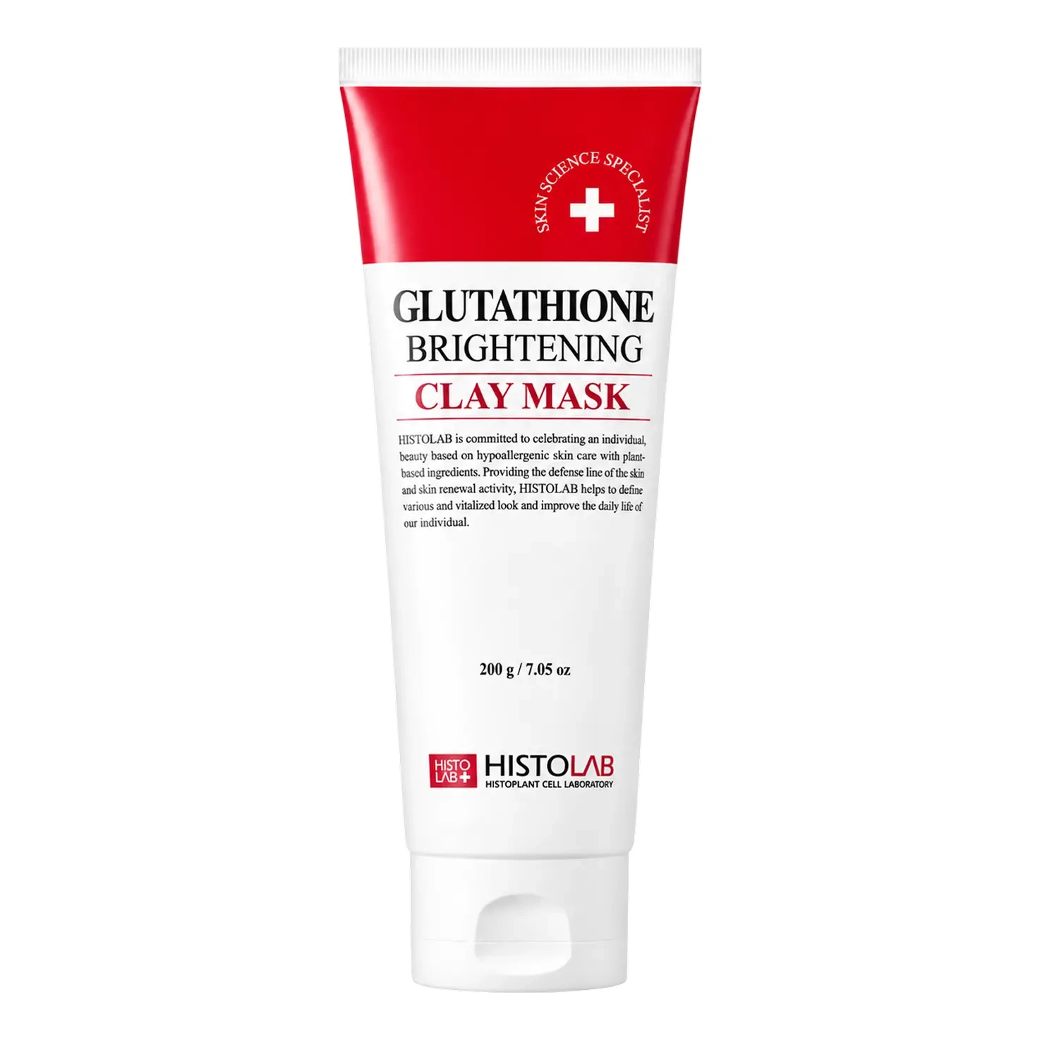 Освітлювальна глиняна маска для вирівнювання тону шкіри Glutathione Brightening Cream Mask HISTOLAB Обʼєм 200 мл