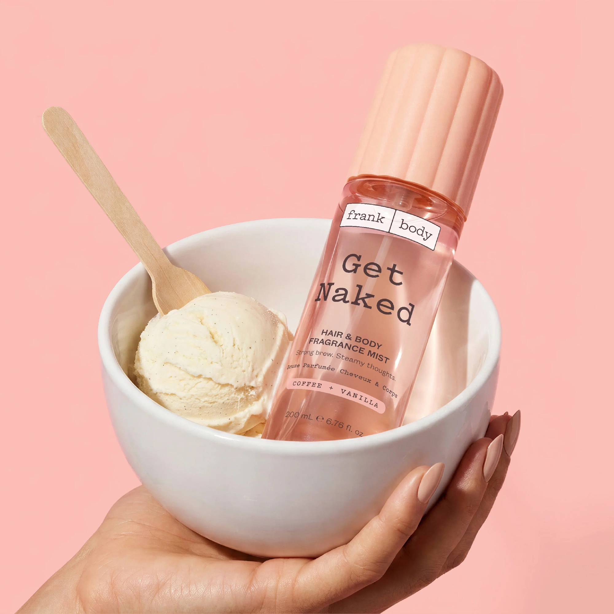 Парфумований міст для волосся та тіла з ароматом кави та ванілі Get Naked Hair & Body Fragrance Mist FRANK BODY Обʼєм 200 мл — фото 4
