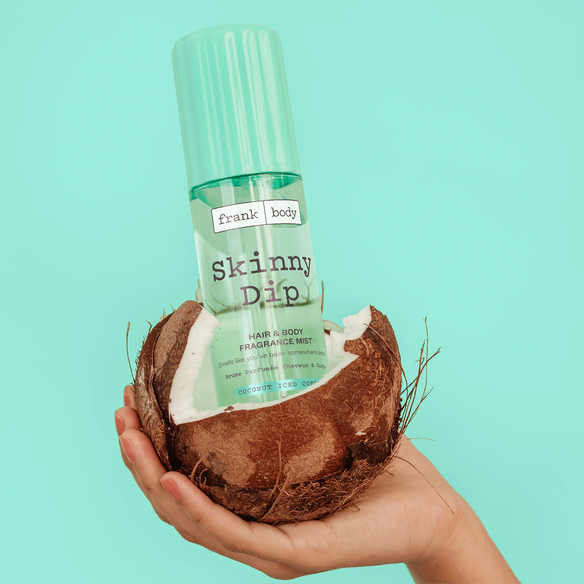 Парфумований міст для волосся та тіла з ароматом кокосового лате Skinny Dip Hair & Body Fragrance Mist FRANK BODY Обʼєм 200 мл — фото 4