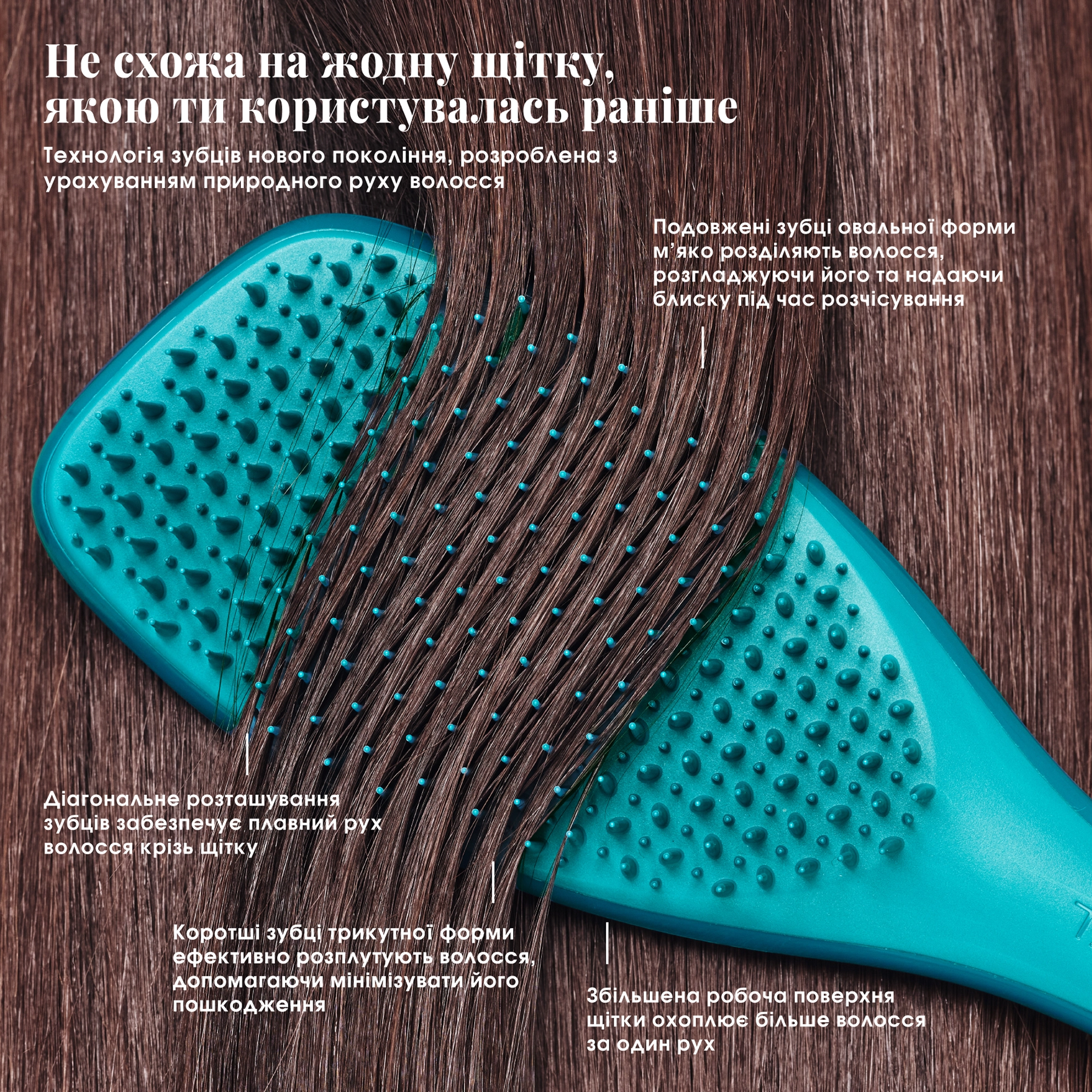 Щітка для тонкого волосся The Complete Carebrush Fine TANGLE TEEZER Відтінок Radiant Teal — фото 7