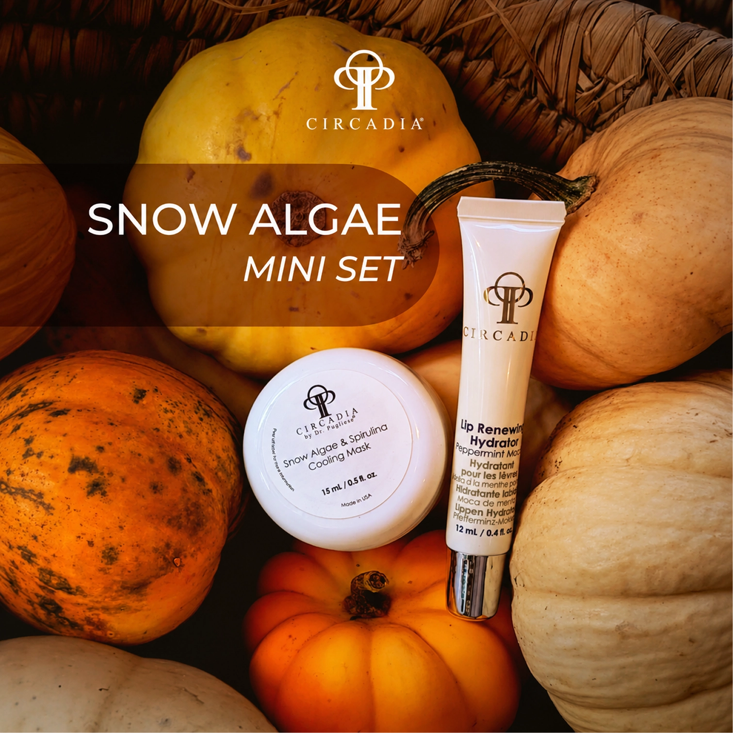 Набір для заспокоєння шкіри обличчя та відновлення губ Snow Algae Mini Set CIRCADIA — фото 2