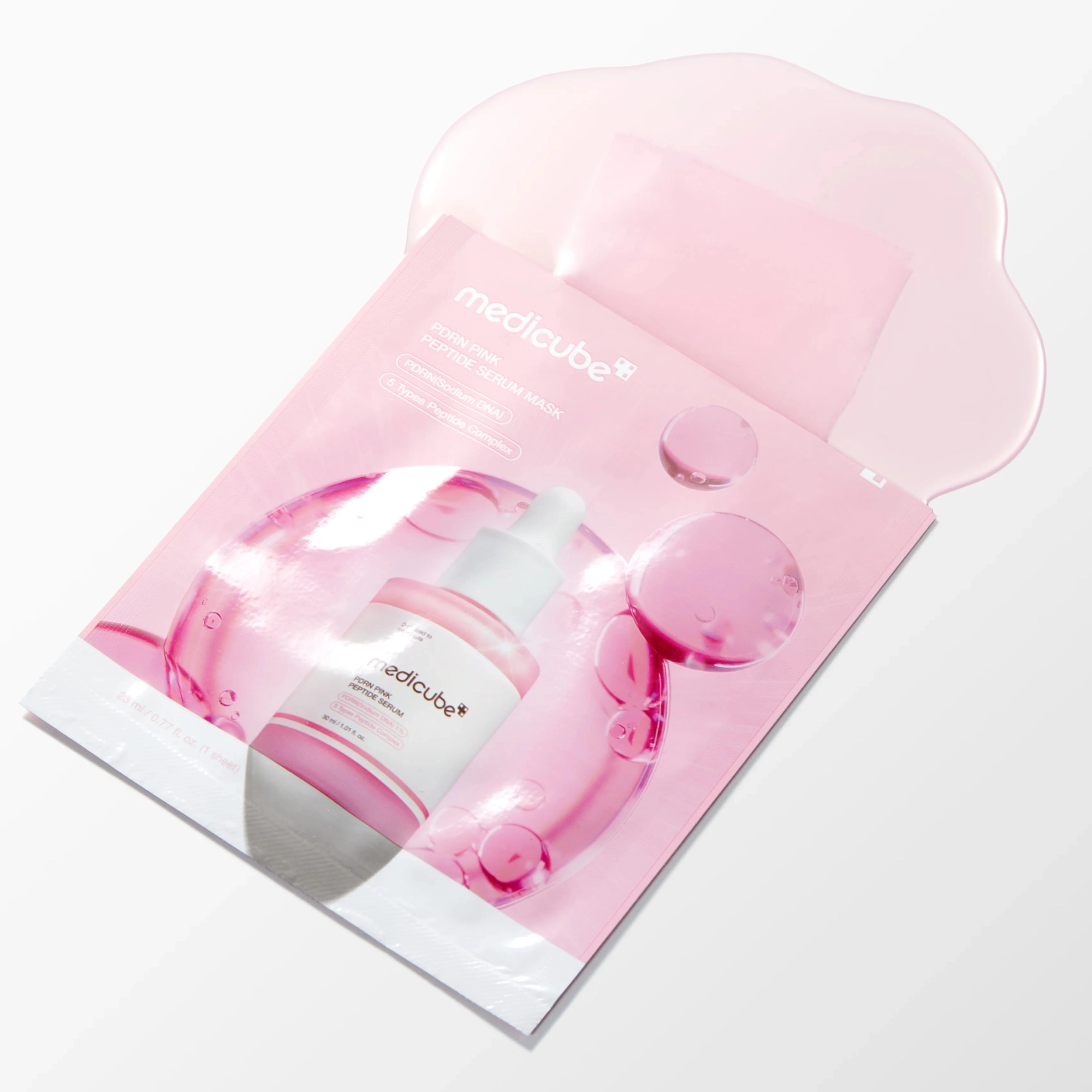 Тканевая маска для лица с PDRN и пептидами PDRN Pink Peptide Serum Mask MEDICUBE Объем 23 мл — фото 5
