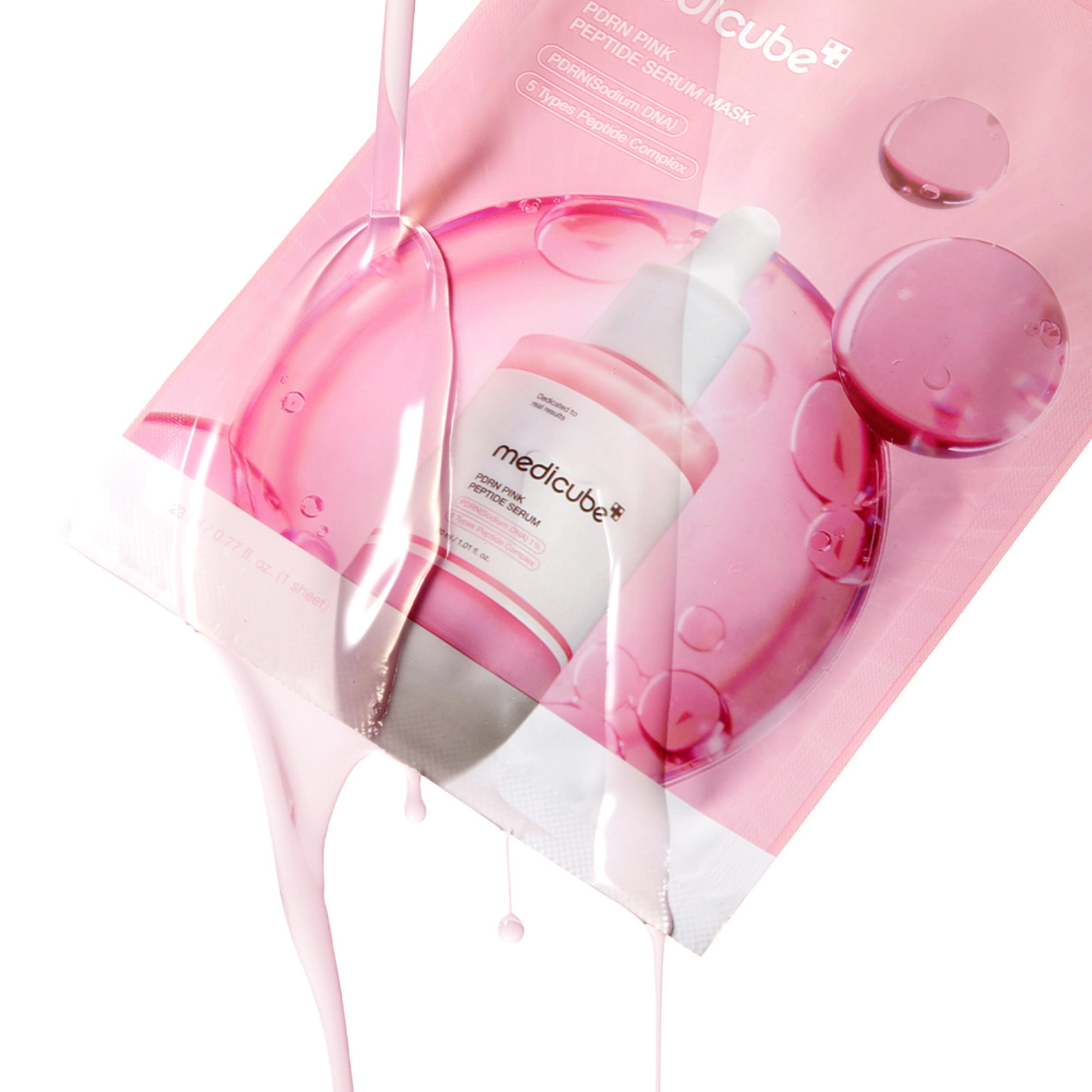 Тканевая маска для лица с PDRN и пептидами PDRN Pink Peptide Serum Mask MEDICUBE Объем 23 мл — фото 6