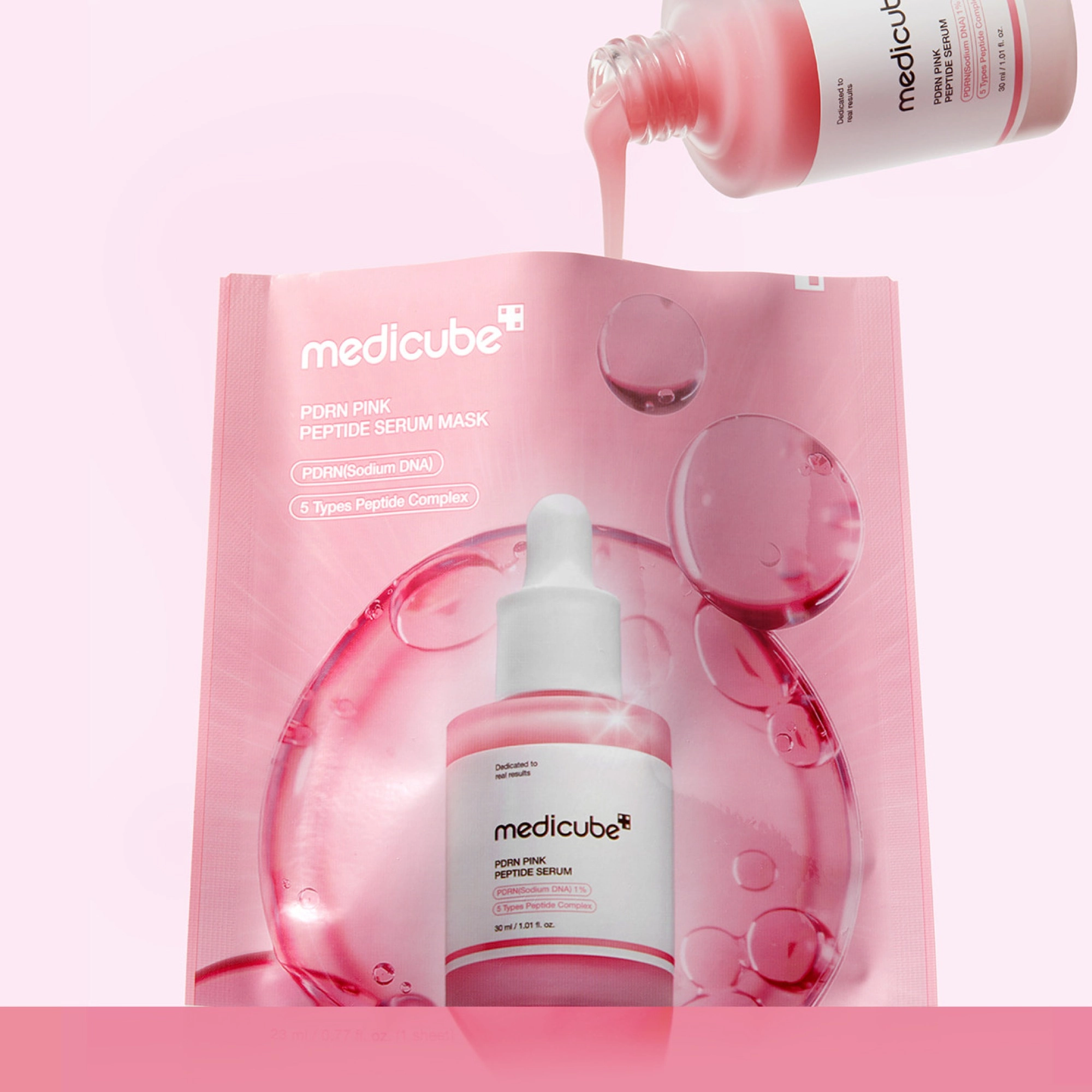 Тканевая маска для лица с PDRN и пептидами PDRN Pink Peptide Serum Mask MEDICUBE Объем 23 мл — фото 7